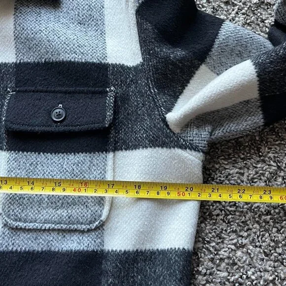 Allsaints Black White Checkered Flannel Overcoat Mens Medium Grunge Business - Picture 6 of 7